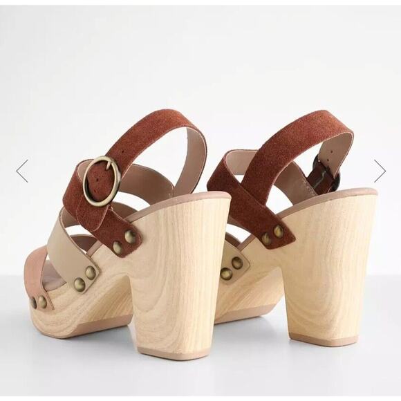 Chinese Laundry Sandal FLOWER Split Suede Platform Rust/Cream Euro 41 Sz 10 NIB - Picture 3 of 4